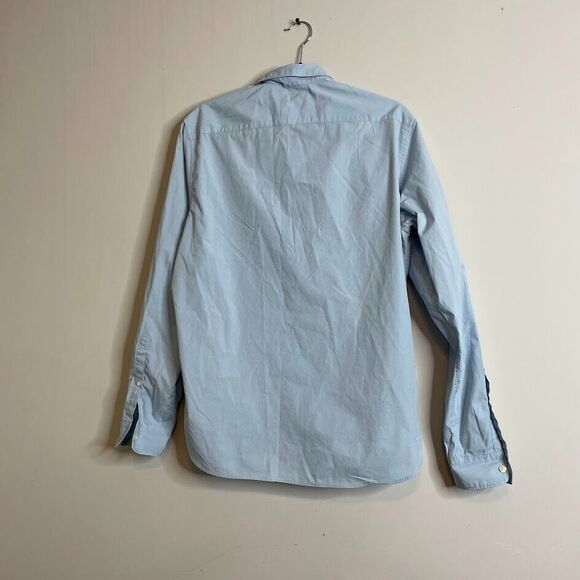 HM H&M LOGG Shirt Mens Size Medium Blue Solid Button Down Fitted Preppy Dad - Picture 3 of 3